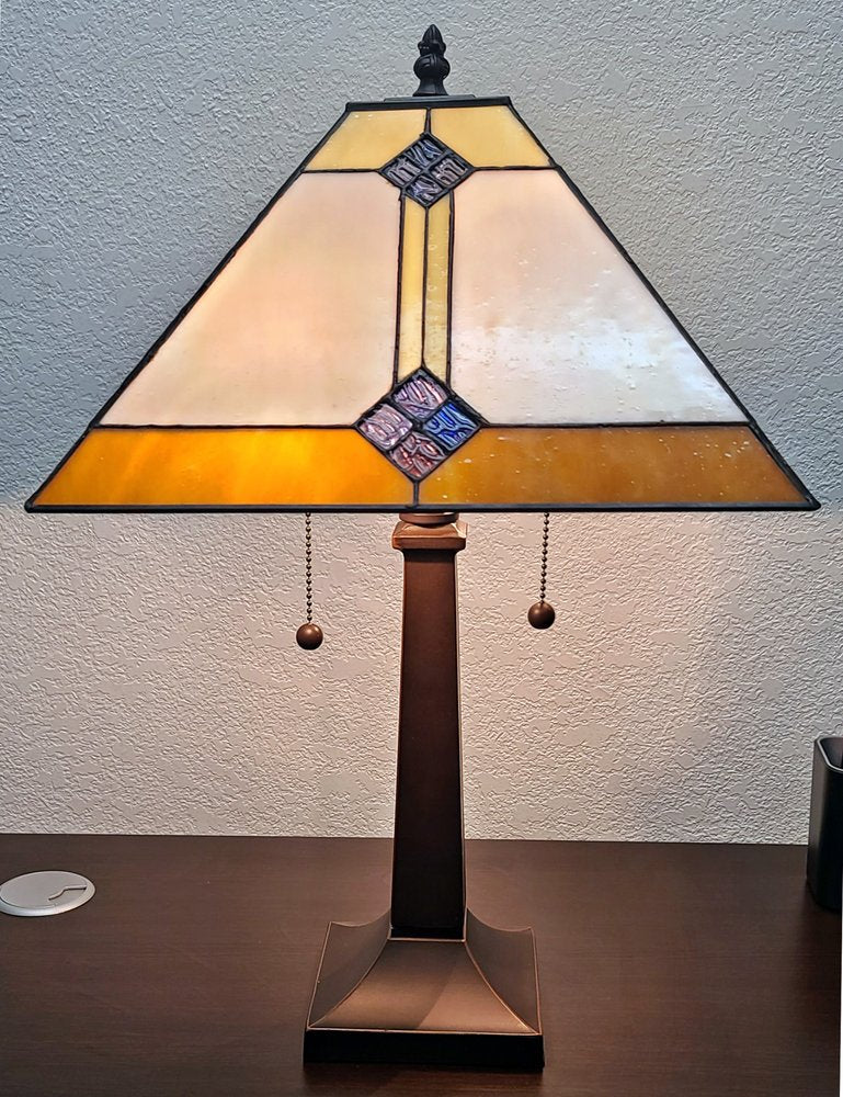 21" Dark Brown Metal Two Light Candlestick Table Lamp With Beige Shade HomeRoots