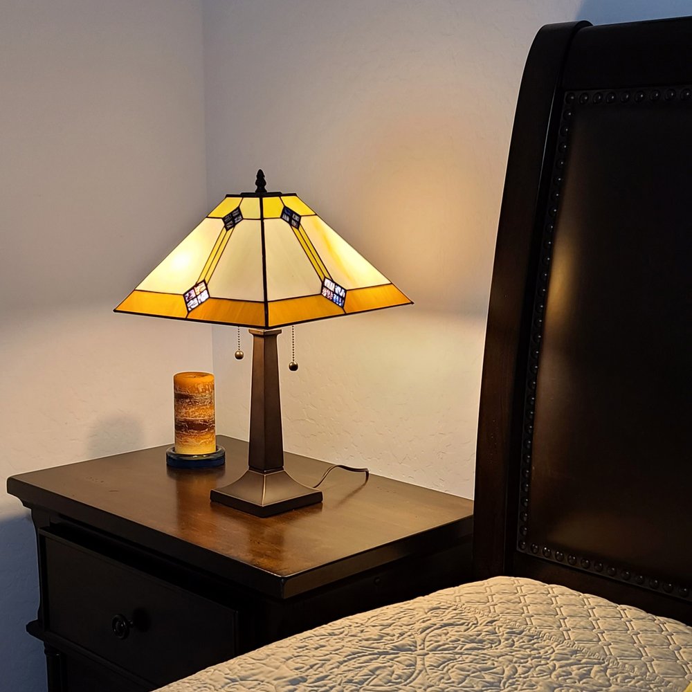 21" Dark Brown Metal Two Light Candlestick Table Lamp With Beige Shade HomeRoots