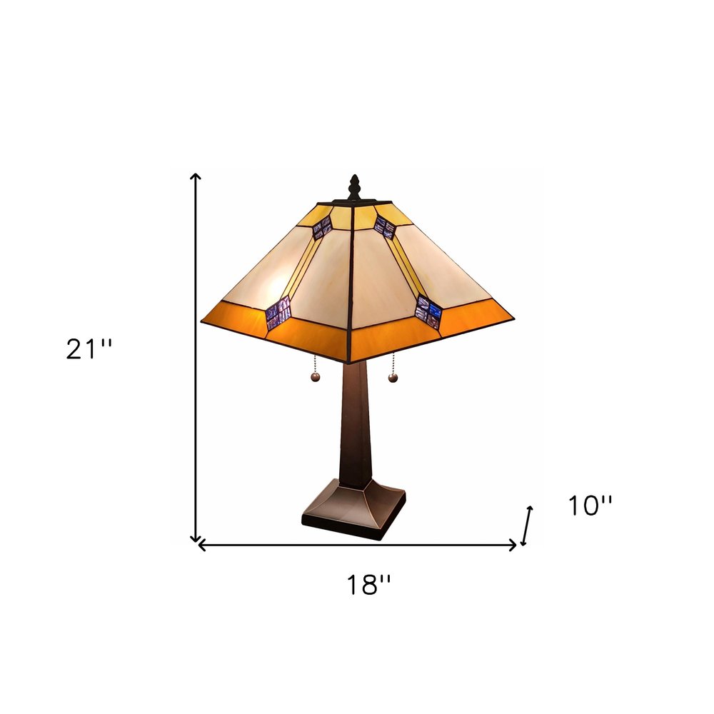 21" Dark Brown Metal Two Light Candlestick Table Lamp With Beige Shade HomeRoots