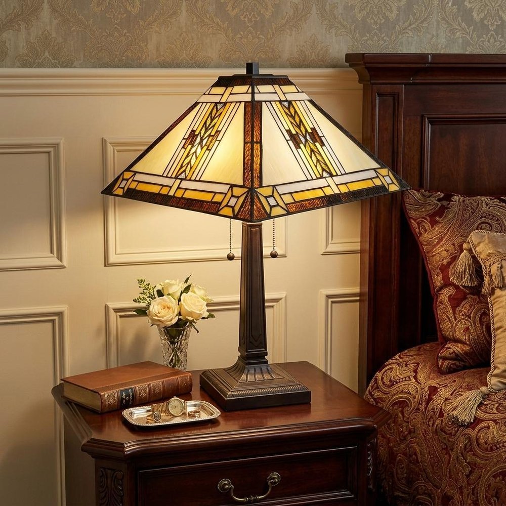22" Dark Brown Metal Two Light Candlestick Table Lamp With Beige Shade HomeRoots