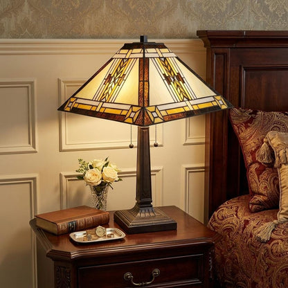 22" Dark Brown Metal Two Light Candlestick Table Lamp With Beige Shade HomeRoots