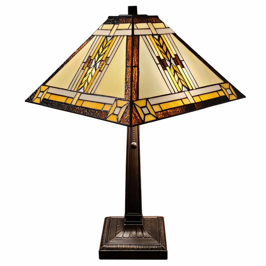 22" Dark Brown Metal Two Light Candlestick Table Lamp With Beige Shade HomeRoots