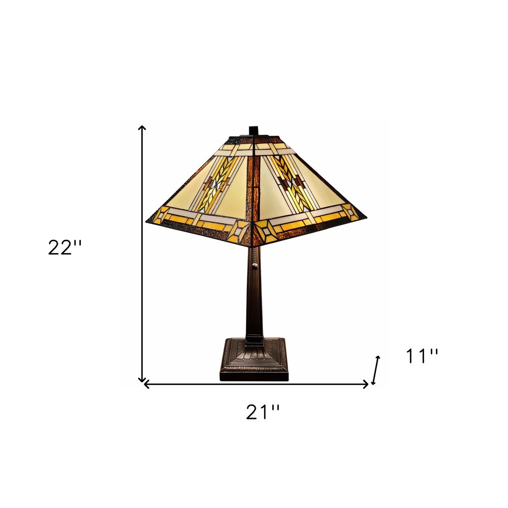 22" Dark Brown Metal Two Light Candlestick Table Lamp With Beige Shade HomeRoots