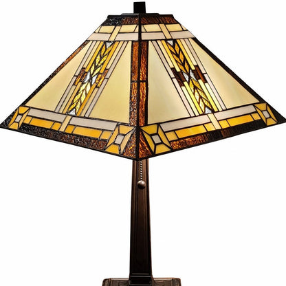 22" Dark Brown Metal Two Light Candlestick Table Lamp With Beige Shade HomeRoots