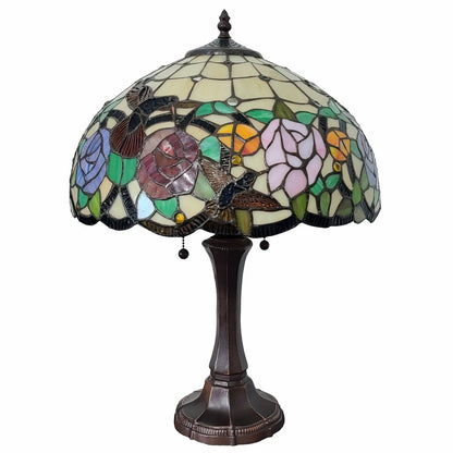 23" Dark Brown Metal Two Light Candlestick Table Lamp With Brown and Ivory Shade HomeRoots