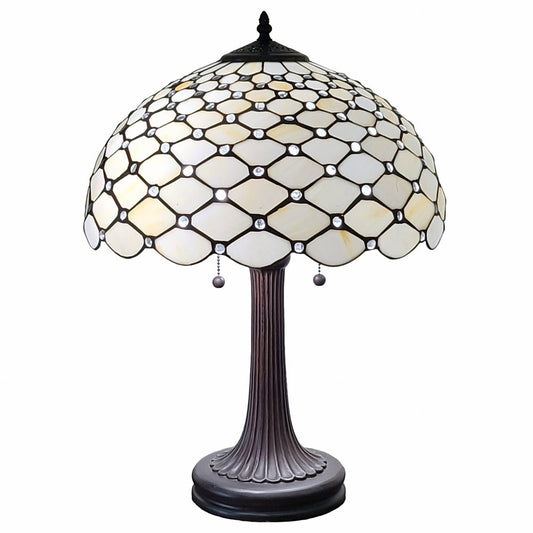 23" Dark Brown Metal Two Light Candlestick Table Lamp With White Shade HomeRoots