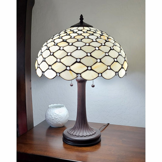 23" Dark Brown Metal Two Light Candlestick Table Lamp With White Shade HomeRoots