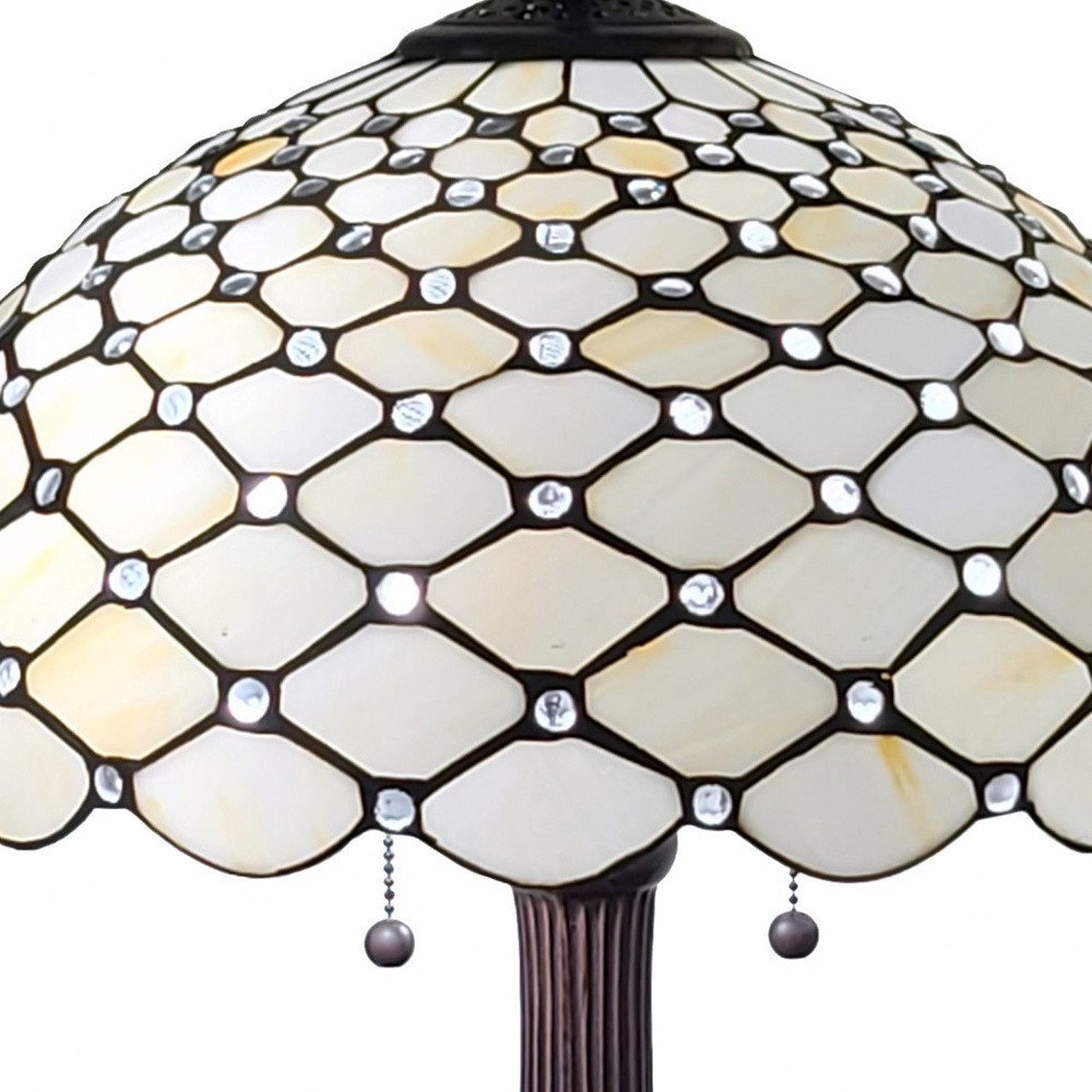 23" Dark Brown Metal Two Light Candlestick Table Lamp With White Shade HomeRoots