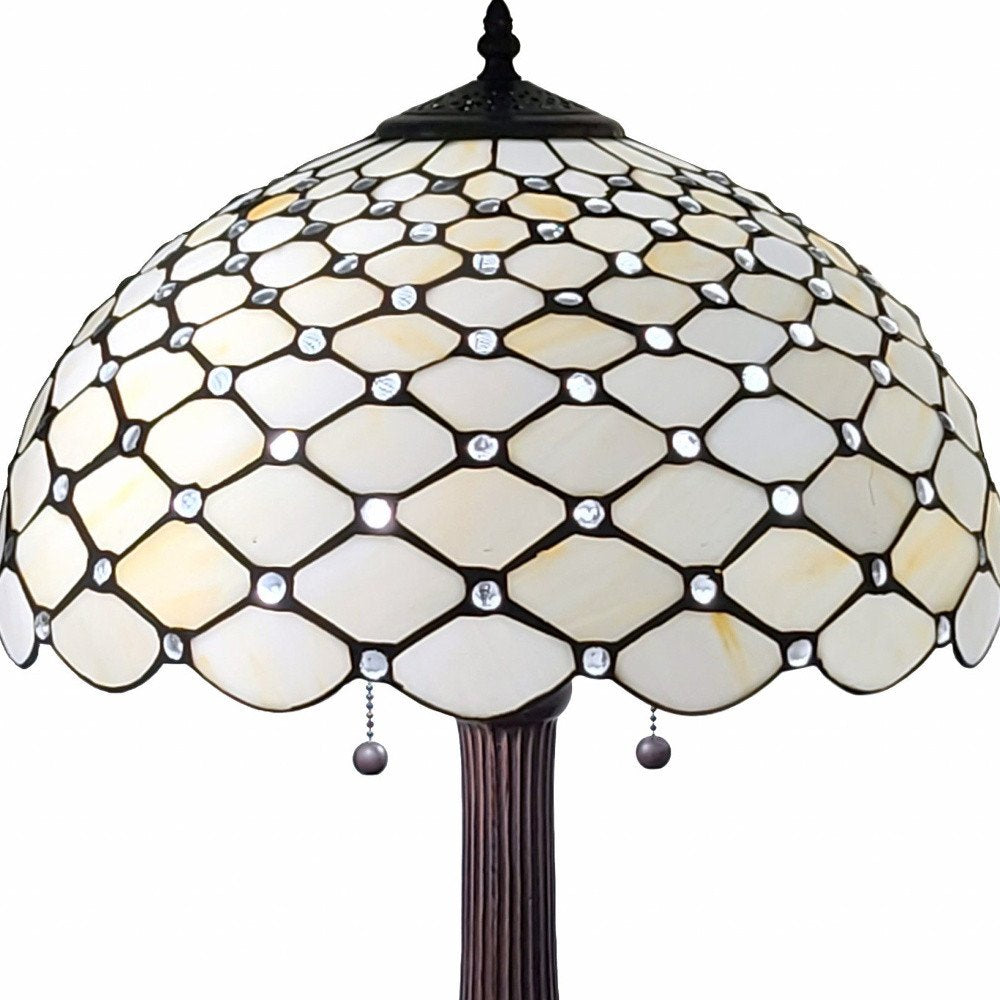 23" Dark Brown Metal Two Light Candlestick Table Lamp With White Shade HomeRoots