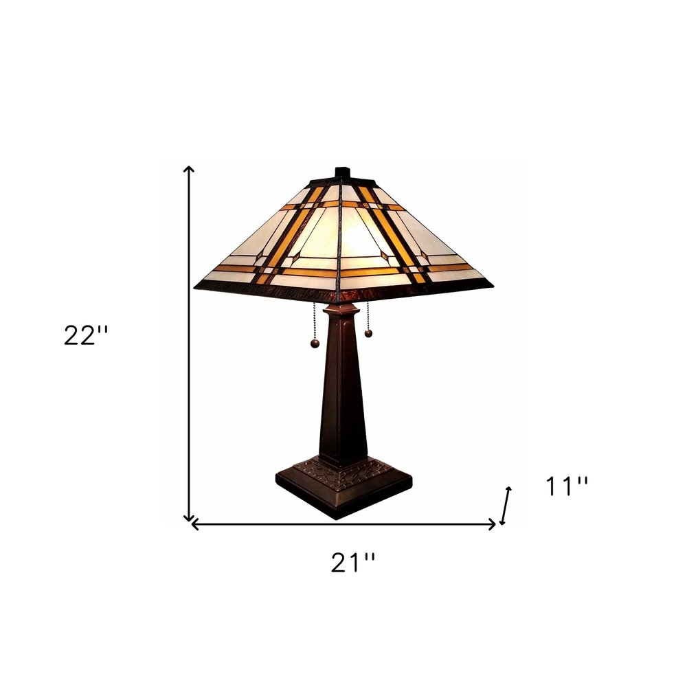 22" Dark Brown Metal Two Light Candlestick Table Lamp With Beige Shade HomeRoots