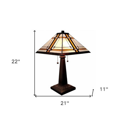 22" Dark Brown Metal Two Light Candlestick Table Lamp With Beige Shade HomeRoots
