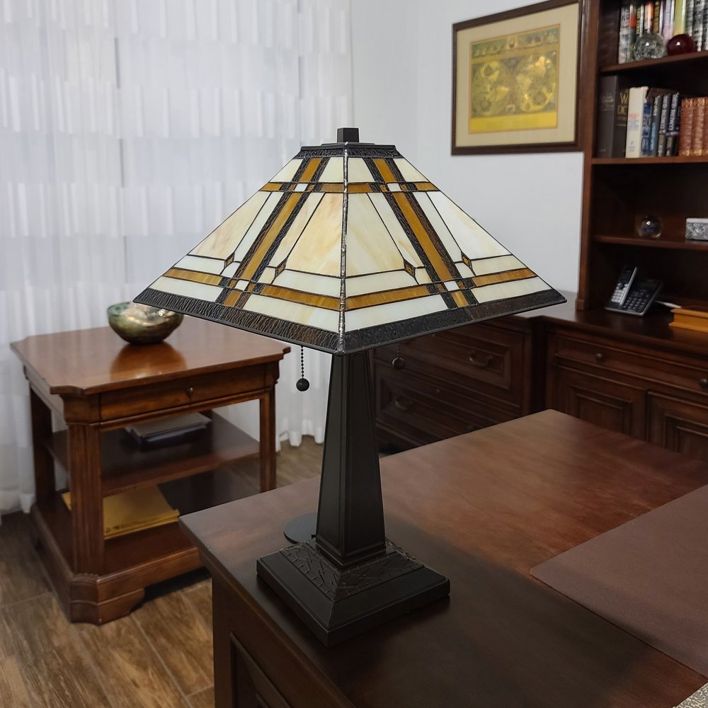 22" Dark Brown Metal Two Light Candlestick Table Lamp With Beige Shade HomeRoots