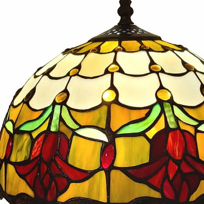 19" Dark Brown Metal Candlestick Table Lamp With Orange Dome Shade HomeRoots