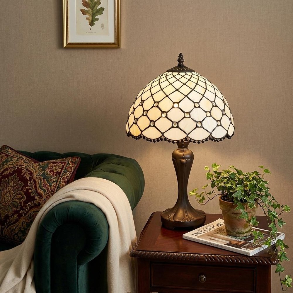 19" Dark Brown Metal Candlestick Table Lamp With White Dome Shade HomeRoots