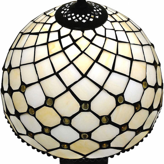 19" Dark Brown Metal Candlestick Table Lamp With White Dome Shade HomeRoots