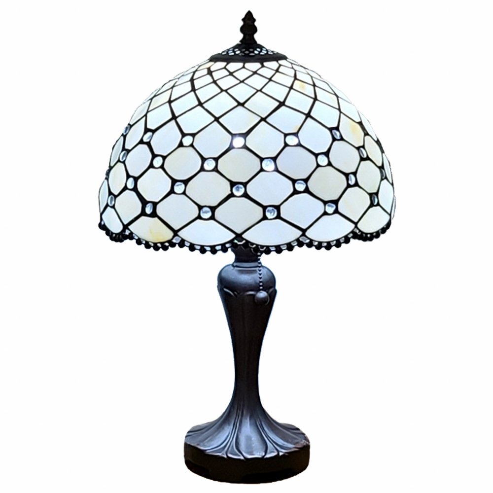 19" Dark Brown Metal Candlestick Table Lamp With White Dome Shade — view 4