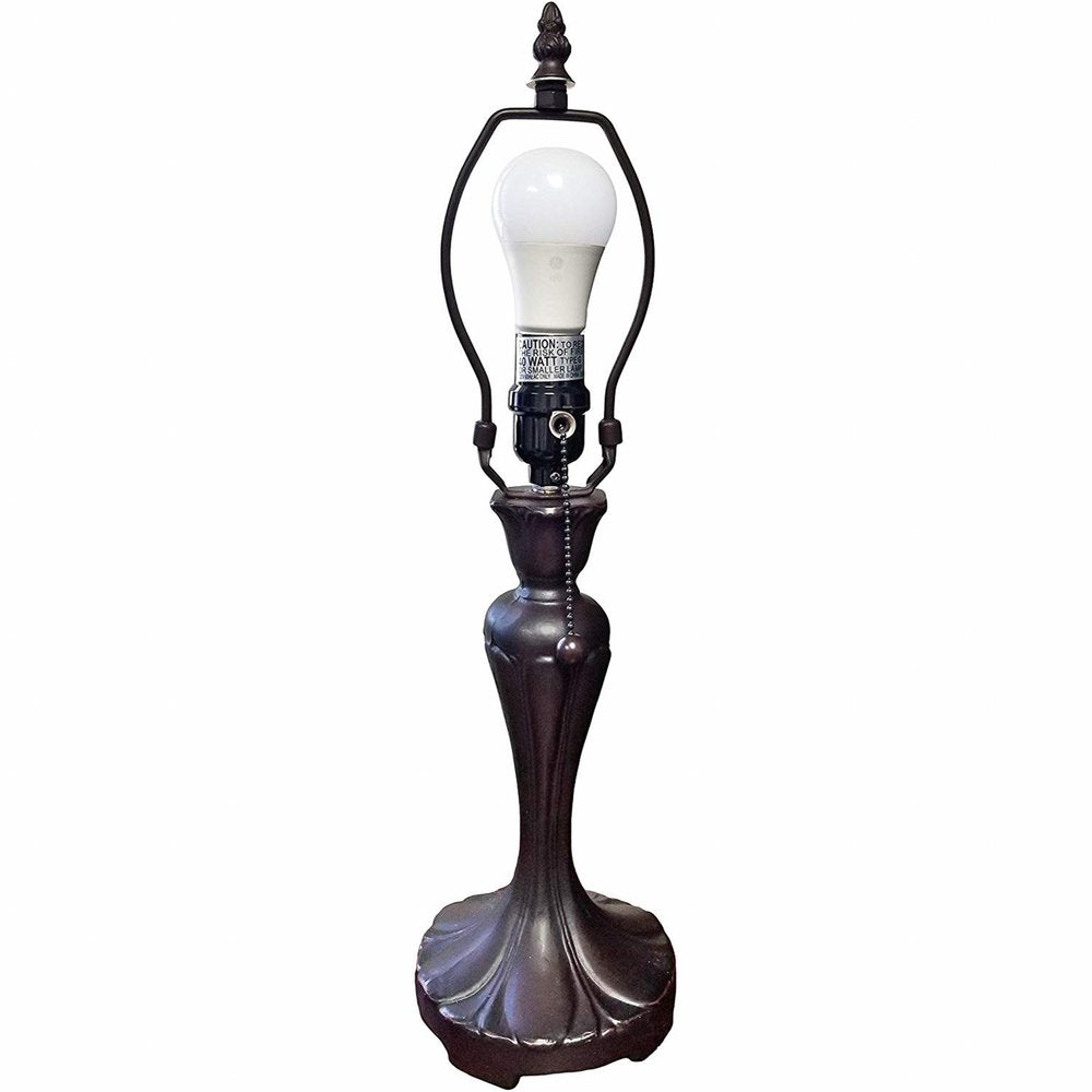 19" Dark Brown Metal Candlestick Table Lamp With White Dome Shade HomeRoots