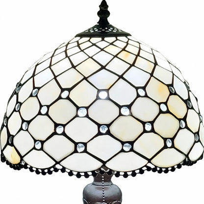 19" Dark Brown Metal Candlestick Table Lamp With White Dome Shade