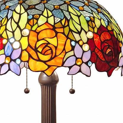 24" Dark Brown Metal Two Light Candlestick Table Lamp With Orange Shade HomeRoots