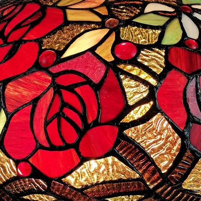 24" Dark Brown Metal Two Light Candlestick Table Lamp With Red Dome Shade HomeRoots