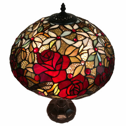 24" Dark Brown Metal Two Light Candlestick Table Lamp With Red Dome Shade HomeRoots