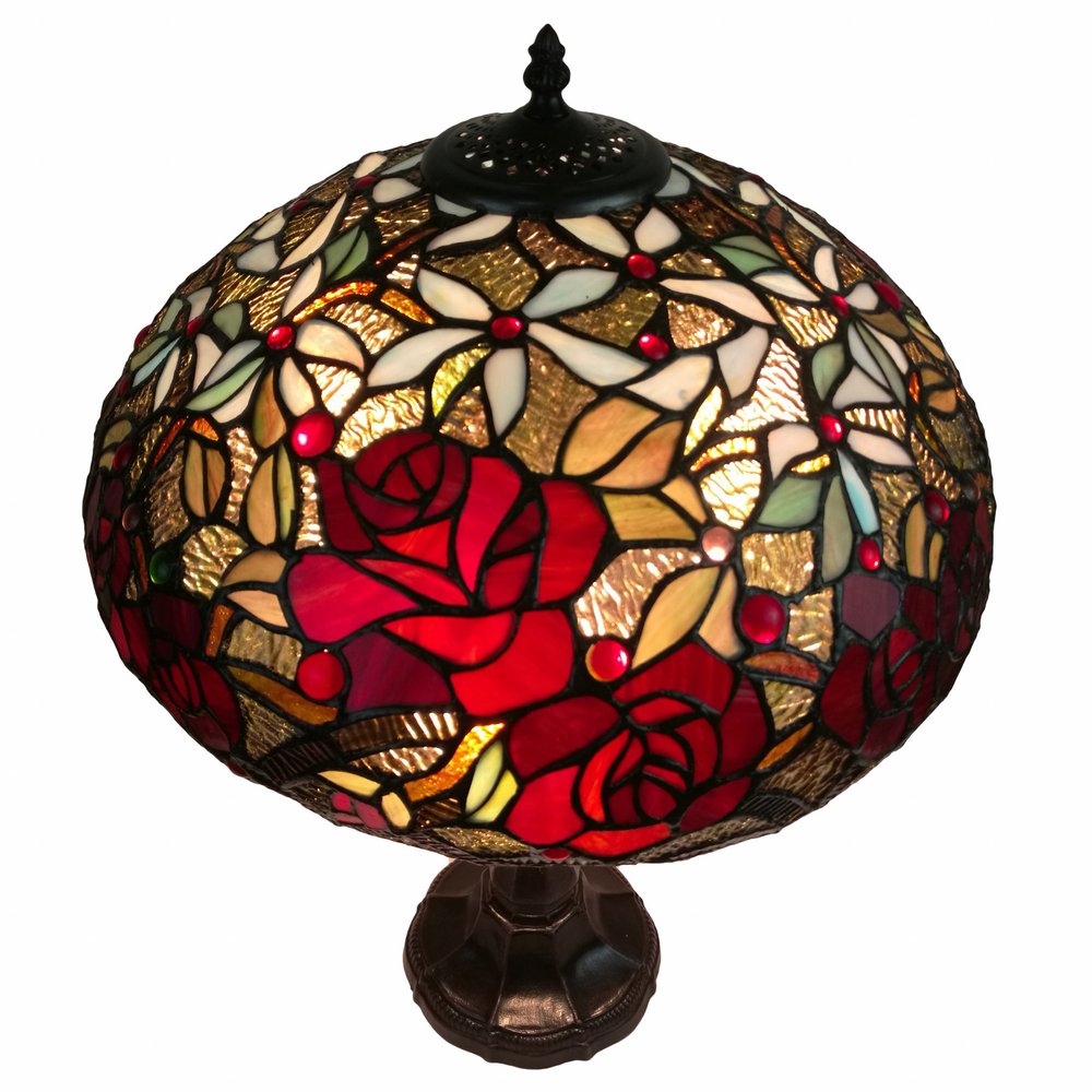 24" Dark Brown Metal Two Light Candlestick Table Lamp With Red Dome Shade HomeRoots