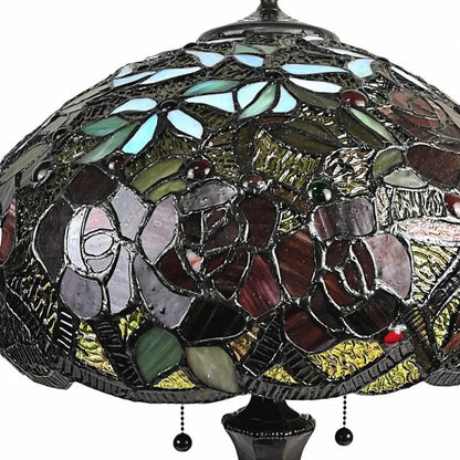 24" Dark Brown Metal Two Light Candlestick Table Lamp With Red Dome Shade HomeRoots