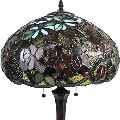 24" Dark Brown Metal Two Light Candlestick Table Lamp With Red Dome Shade HomeRoots