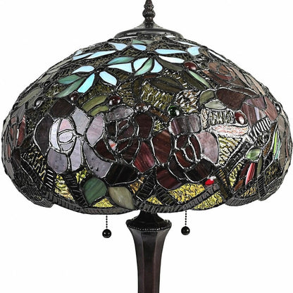 24" Dark Brown Metal Two Light Candlestick Table Lamp With Red Dome Shade HomeRoots