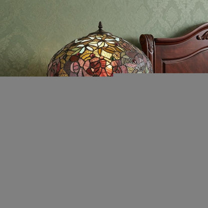24" Dark Brown Metal Two Light Candlestick Table Lamp With Red Dome Shade HomeRoots