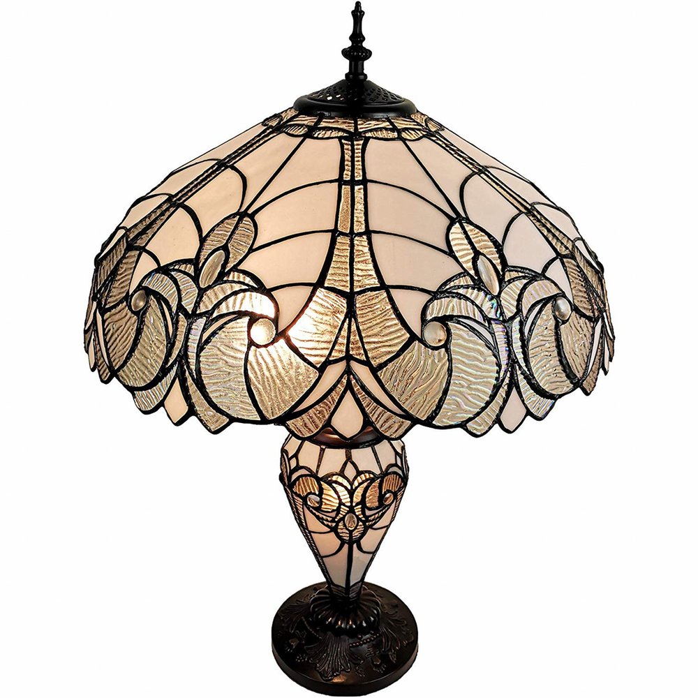27" Dark Brown Metal Two Light Candlestick Table Lamp With Beige Shade — view 2