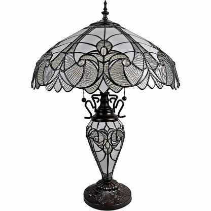 27" Dark Brown Metal Two Light Candlestick Table Lamp With Beige Shade HomeRoots