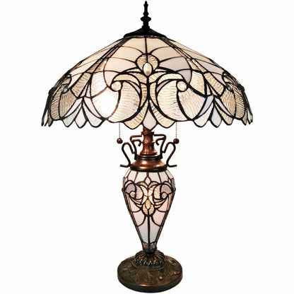 27" Dark Brown Metal Two Light Candlestick Table Lamp With Beige Shade HomeRoots