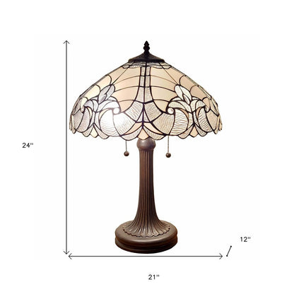 24" Dark Brown Metal Two Light Candlestick Table Lamp With Dark Brown Shade HomeRoots