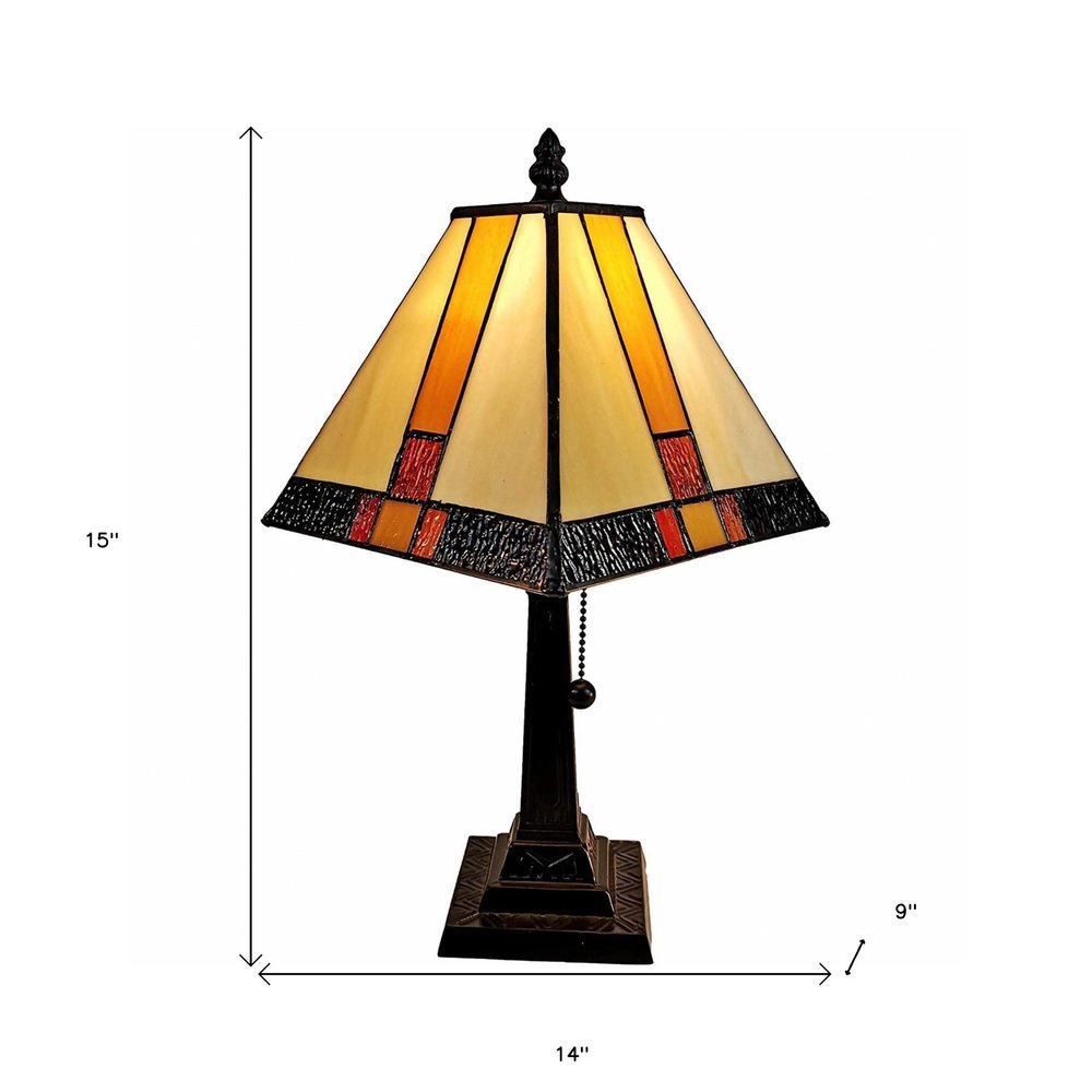 15" Dark Brown Metal Candlestick Table Lamp With Beige Empire Shade HomeRoots