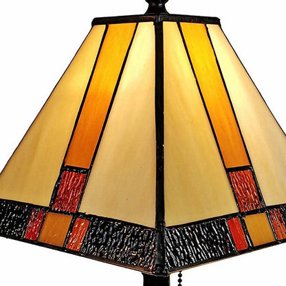 15" Dark Brown Metal Candlestick Table Lamp With Beige Empire Shade HomeRoots