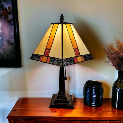 15" Dark Brown Metal Candlestick Table Lamp With Beige Empire Shade HomeRoots
