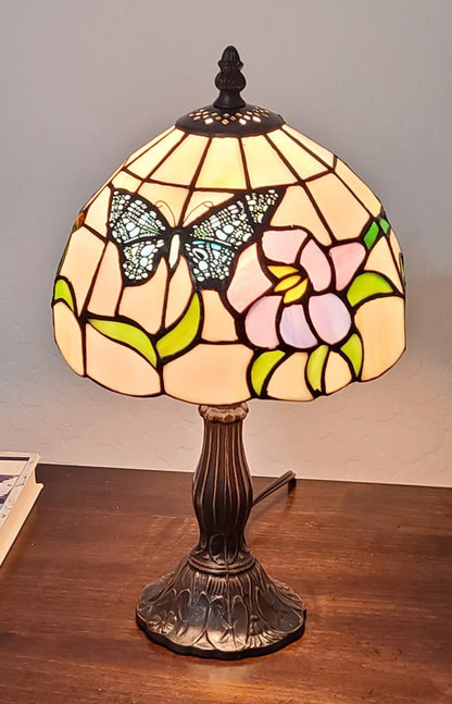 15" Dark Brown Metal Candlestick Table Lamp With Ivory Dome Shade HomeRoots