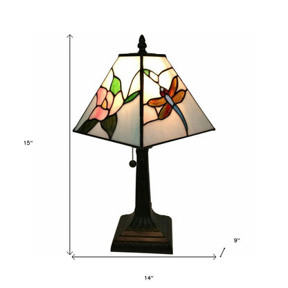 15" Dark Brown Metal Candlestick Table Lamp With White Empire Shade HomeRoots