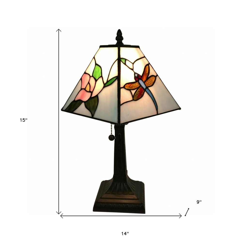 15" Dark Brown Metal Candlestick Table Lamp With White Empire Shade — view 5