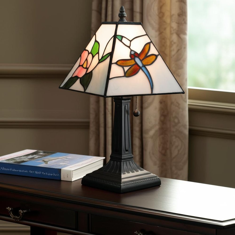 15" Dark Brown Metal Candlestick Table Lamp With White Empire Shade — view 8