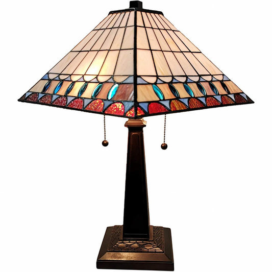22" Dark Brown Metal Two Light Candlestick Table Lamp With Off White Empire Shade HomeRoots