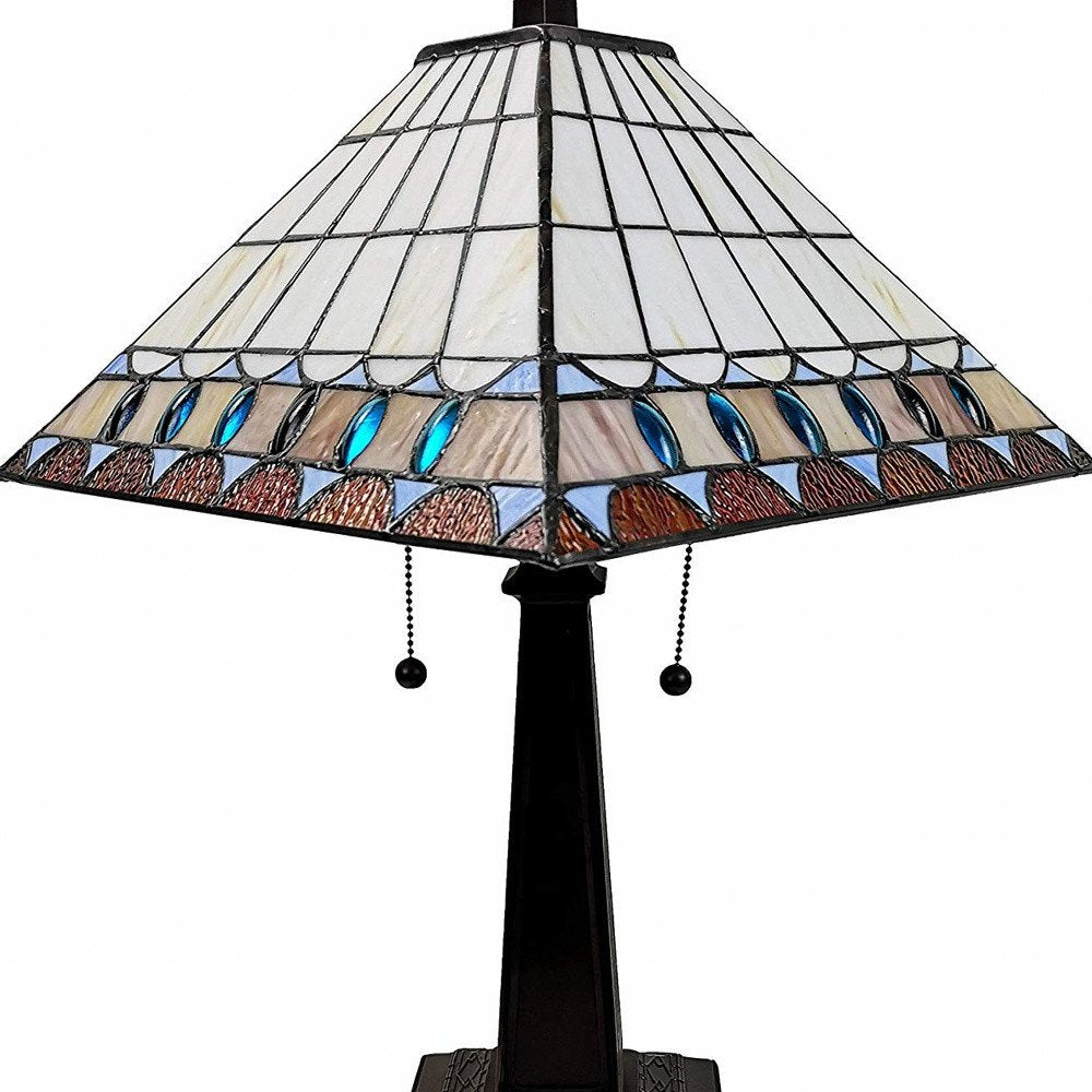 22" Dark Brown Metal Two Light Candlestick Table Lamp With Off White Empire Shade HomeRoots