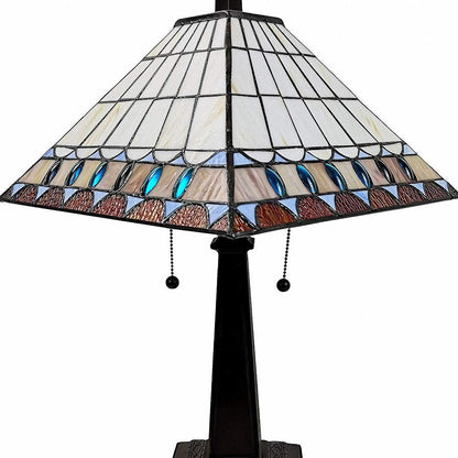 22" Dark Brown Metal Two Light Candlestick Table Lamp With Off White Empire Shade HomeRoots