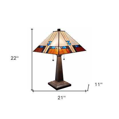 22" Dark Brown Metal Two Light Candlestick Table Lamp With Off White Empire Shade HomeRoots