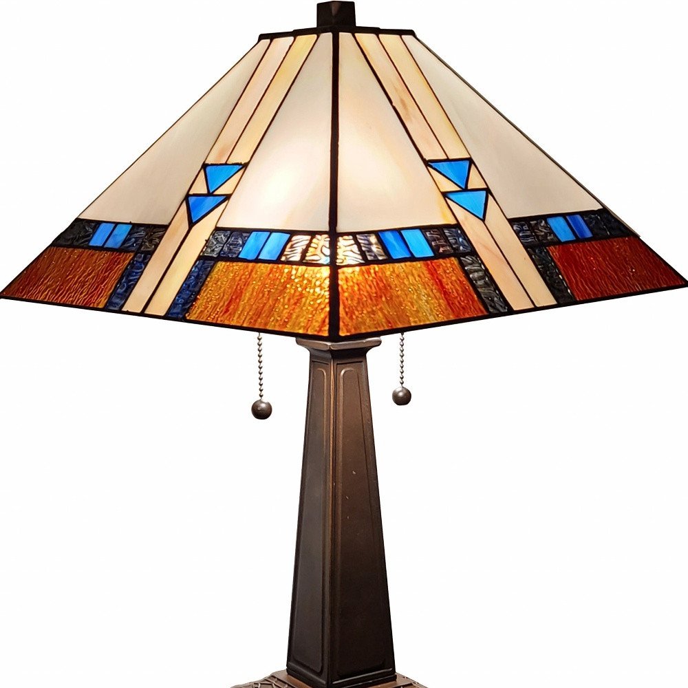 22" Dark Brown Metal Two Light Candlestick Table Lamp With Off White Empire Shade — view 5