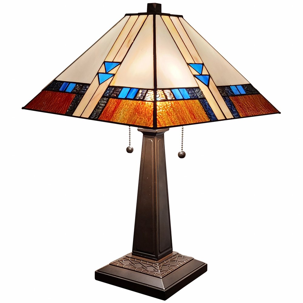 22" Dark Brown Metal Two Light Candlestick Table Lamp With Off White Empire Shade — view 6