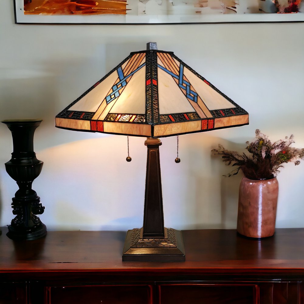 22" Dark Brown Metal Two Light Candlestick Table Lamp With Off White Empire Shade HomeRoots