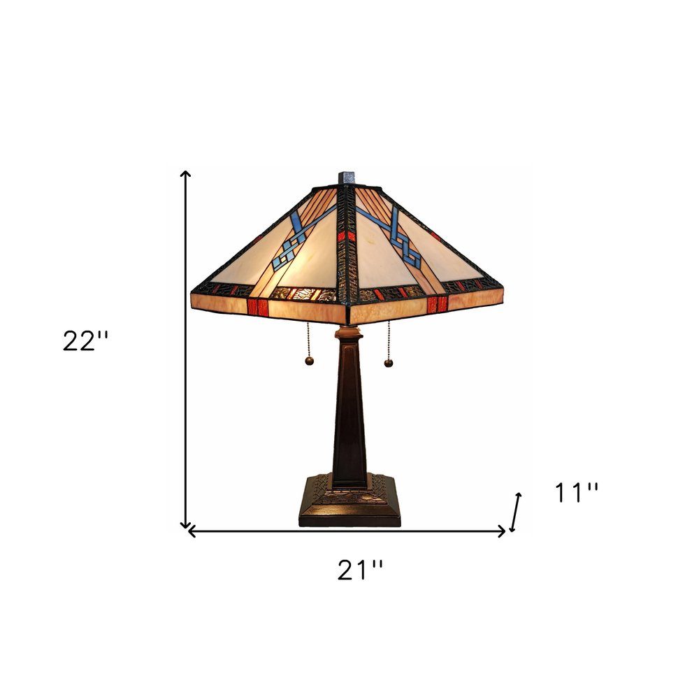 22" Dark Brown Metal Two Light Candlestick Table Lamp With Off White Empire Shade HomeRoots