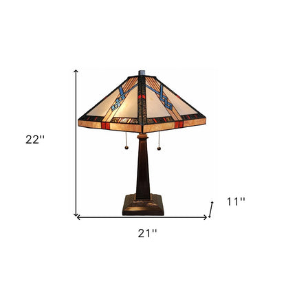 22" Dark Brown Metal Two Light Candlestick Table Lamp With Off White Empire Shade HomeRoots